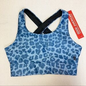 Good American Leopard Cross Back Sports Bra